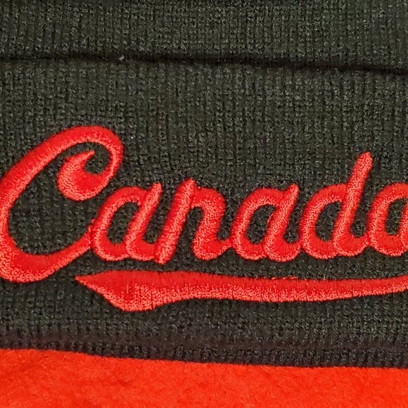 New CANADA BEANIE CAP - Black & Red W/Deluxe Heavy Stitched Embroidery - Unisex - Picture 3 of 6